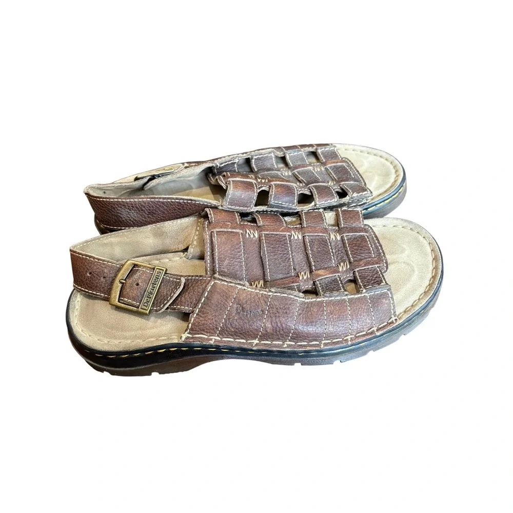 Rugged Dr. Martens Mens Brown Leather Fisherman Sandals AirWair Buckle Strap